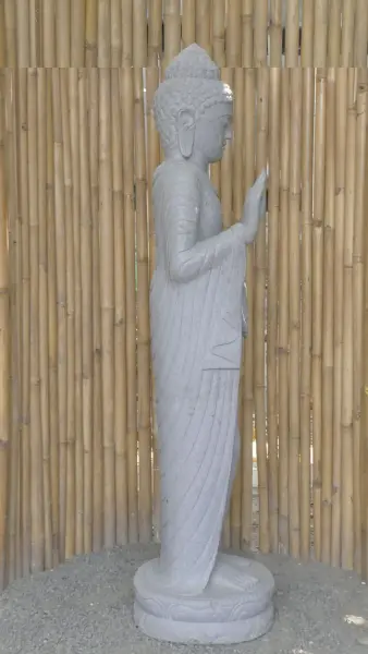 Product image 4 of the product “Standing Buddha - Abhaya mudra made of Riverstone, ca. 179 cm High ”